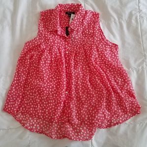 Pink polka dot blouse